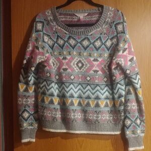 No Boundaries Juniors XL Geometric Patterned Sweater - Multicolor